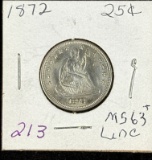 1872 Seated Liberty Quarter MS63 Plus