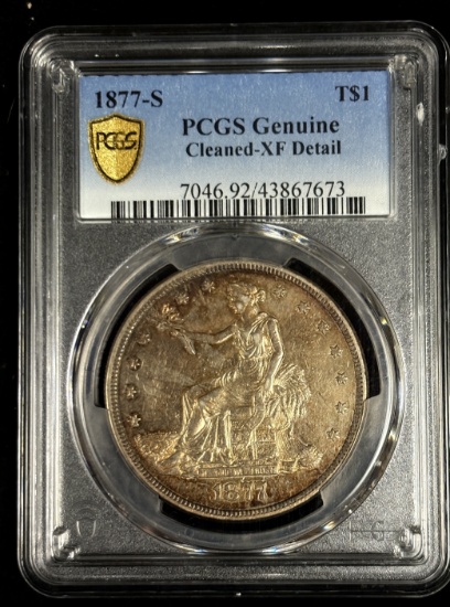 1877-S Trade Dollar PCGS XF Genuine Details