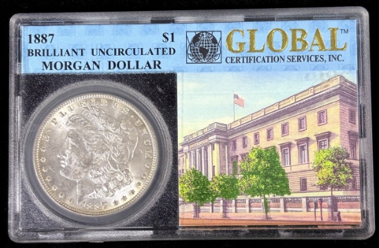 1887 Morgan Dollar Global Vintage Holder Brilliant UNC