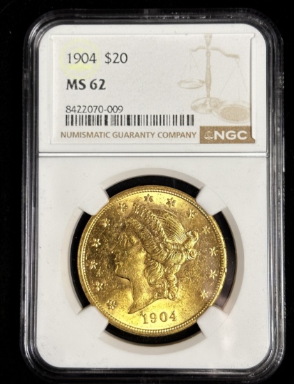 1904 $20 Gold Liberty NGC MS-62