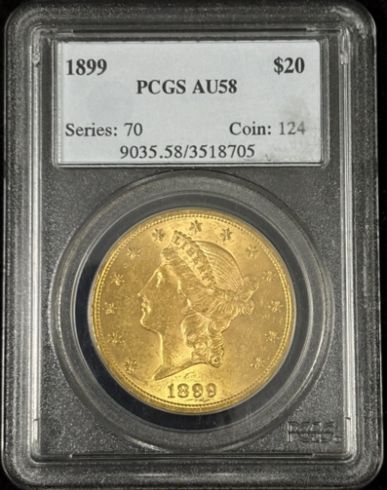 1899 $20 Gold Liberty PCGS AU-58