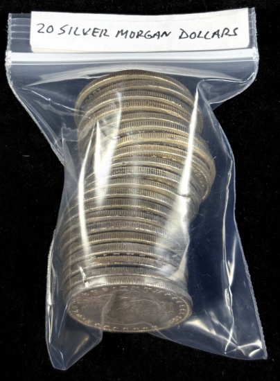 Bag of 20 Silver Morgan Dollars