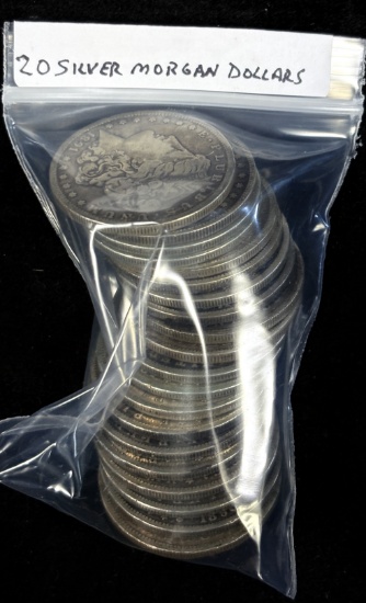 Bag of 20 Silver Morgan Dollars