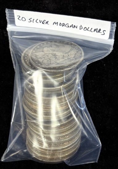 Bag of 20 Silver Morgan Dollars