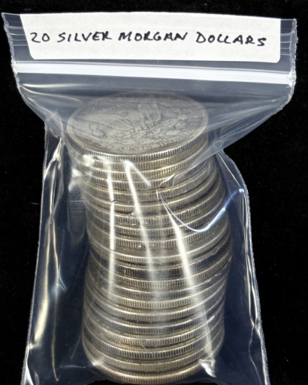 Bag of 20 Silver Morgan Dollars