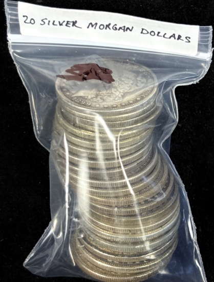 Bag of 20 Silver Morgan Dollars