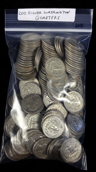 Bag of 200 Silver Washington Quarters