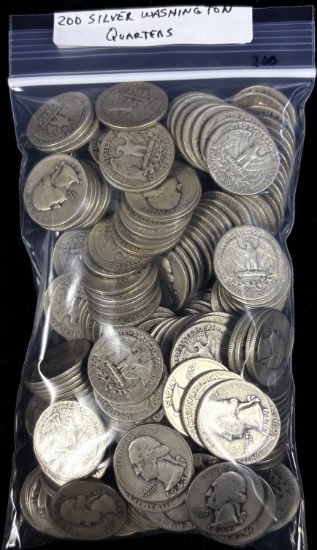 Bag of 200 Silver Washington Quarters