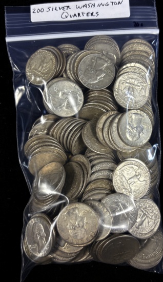 Bag of 200 Silver Washington Quarters