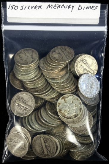 Bag of 150 Silver Mercury Dimes