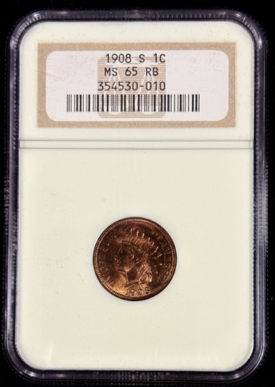1908-S Indian Head Cent NGC MS-65 Red Brown OH