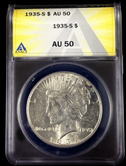 1935-S Peace Dollar ANACS AU-50