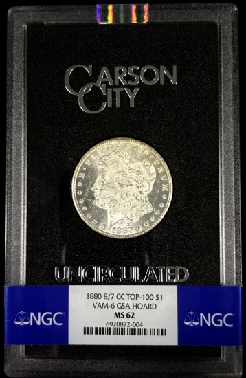 1880-CC 8/7 GSA Morgan Dollar NGC MS-62 VAM6 Top 100