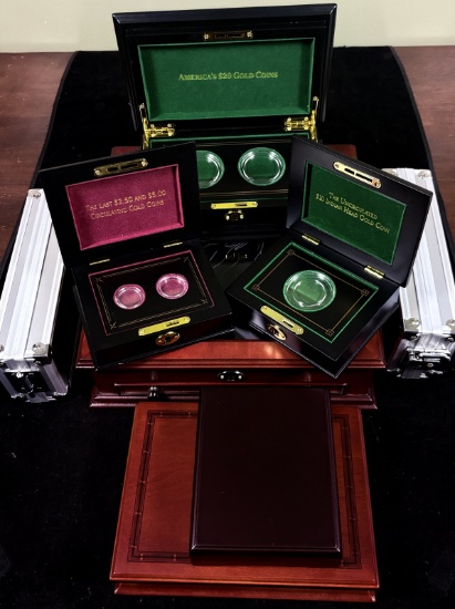 8-Nice Coin Storage & Display Cases-some wood