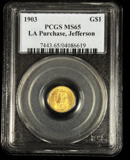 1903 $1Gold Jefferson LA Purchase PCGS MS-65