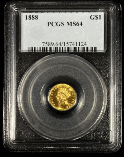 1888 $1Gold Liberty PCGS MS-64 Premium Coin