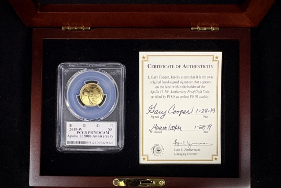 Wood Bx 2019-W Gold Apollo PCGS PR-70 DCAM 50th Anniv.