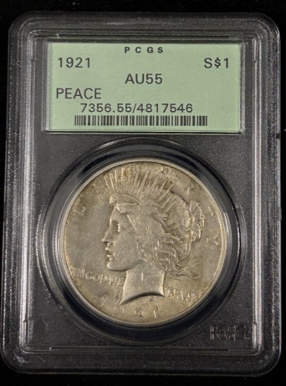 1921 Peace Dollar PCGS AU-55 OGH