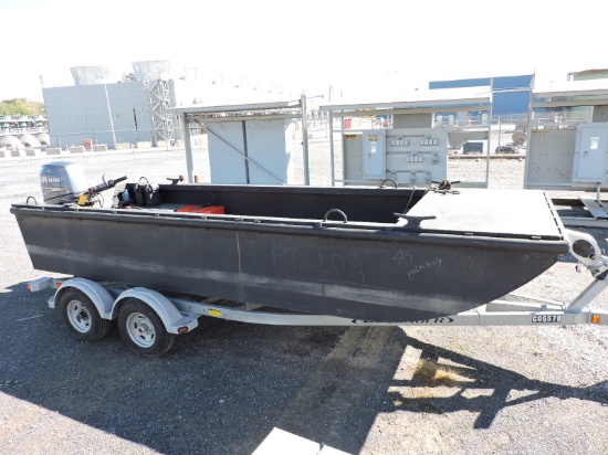 16' Flat Bottom Barge – EZ Load Trailer – Yamaha 90 Fuel Injected 4-Stroke