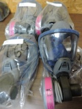 Lot of FOUR (4) MSA Full Facepiece Reusable Respirator w/ MSA OPTIM AIR MM2K    (Cleaning tags still