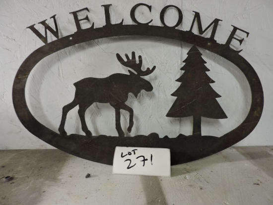 Metal Moose Welcome Sign