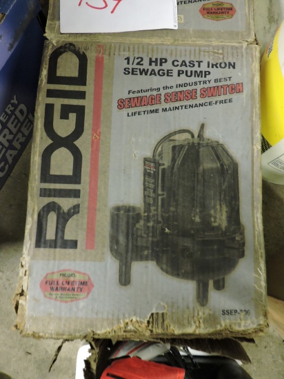 RIDGID 1/2 HP Cast Iron Sewer Pump - Appears NEW in Box
