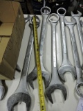 Set of 4 CHINA / PITTSBURGH Large STANDARD Wrenches, Open End & Ring End: 2 3/8, 2 1/2, 2 1/4, 2 1/8