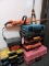 Lot of 9 EMPTY Tool Boxes and an Electric Hedge Trimmer