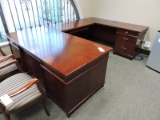 High-End Executive Desk with Right Hand Wrap Around.  With Chairs.