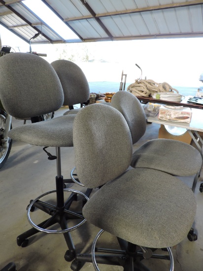 Lot of Four (4) Adjustable Height Office Chairs - from 22" Tall to 32" Tall