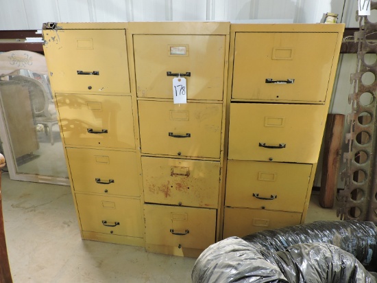 Lot of 3 / Four-Drawer Steel Filing Cabinets - 17.5" Wide X 52" Tall X 25.5" Deep