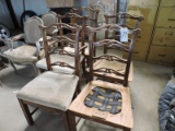 Lot of 5 Vintage Wooden Chairs (need total restoration) and a Mirror