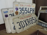 Lot of:  Califoria License Plates (6) and 4 License Plate Frames