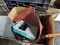 Box of Misc.: Drill Bits, Clamps, Funnel, Weed Wacker Cord, Etc...