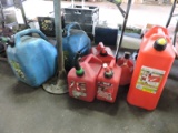 Lot of Assorted Plastic Gasoline Cans - 5 Red / 2 Blue