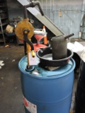 Plastic Drum with Oil Drum Pump / was full of windshield washer fluid