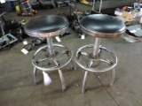 Pair of Vintage Chrome and Black Shop Stools