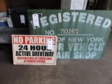 Vintage NY Inspection Station Sign and No Parking Sign