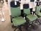 Pair of Modern Green & Black Office Arm Chairs - Rolling