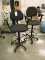 Pair of Tall Rolling Stools - Black (2)