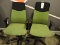 Pair of Modern Green & Black Office Arm Chairs - Rolling