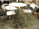 White Café' Table with Tall Folding Stools (2)