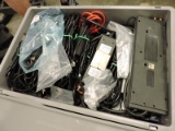 Plastic Bin with AC Adapters and Cable -- See Photos