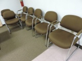 Lot of Seven (7) Matching Brown Cloth & Chrome Chairs - Good Condition