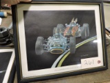 Ron Burton 1968 Racing Lithograph - Framed: 'The Unser Brothers - Bobby & Al