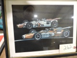 Ron Burton 1968 Racing Lithograph - Framed: 'The Scots - Clark & Stewart'