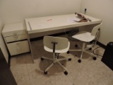 Retro 1980 Office Set - 2 Chairs, Desk, File