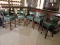 Green Formal Bar Stools - Set of 5 - Wood & Faux Leather