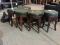 Low Bar Stools - Faux Leather & Wood - Set of 4