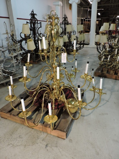 Large Brass-Finish Chandelier
